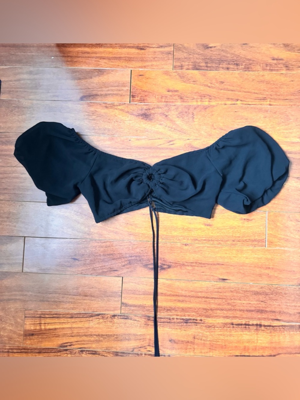 wild fable Black Puffy Sleeve Crop Top